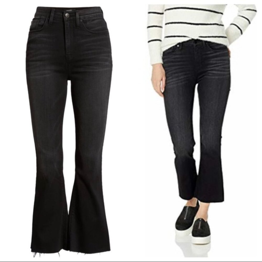 HUDSON Jeans Womens 28 Black‎ Holly Flare Cropped Raw Hem Stretch Denim